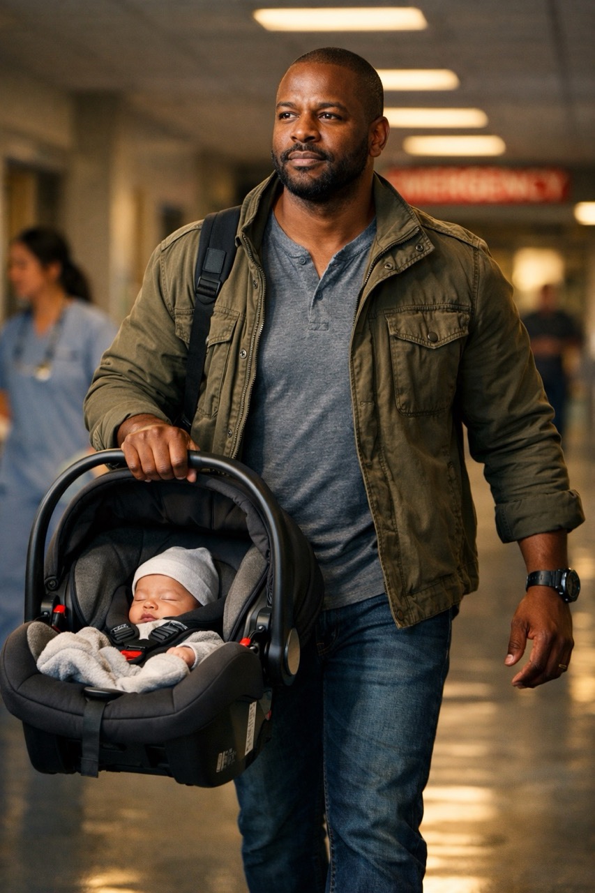 Kevin confidently with his baby